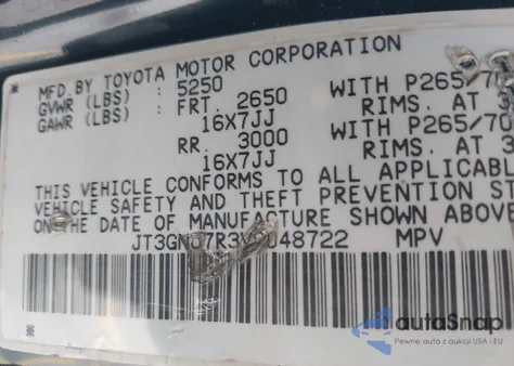 1997 Toyota 4Runner Sr5 V6 Limited from USA, damaged, VIN JT3GN87R3V0048722